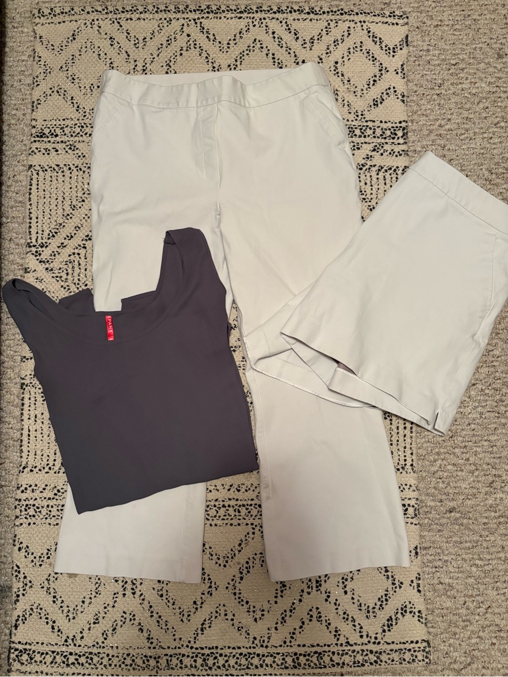 Lot SPANX Women's Gray Tank, White Stretch Shorts & Pants